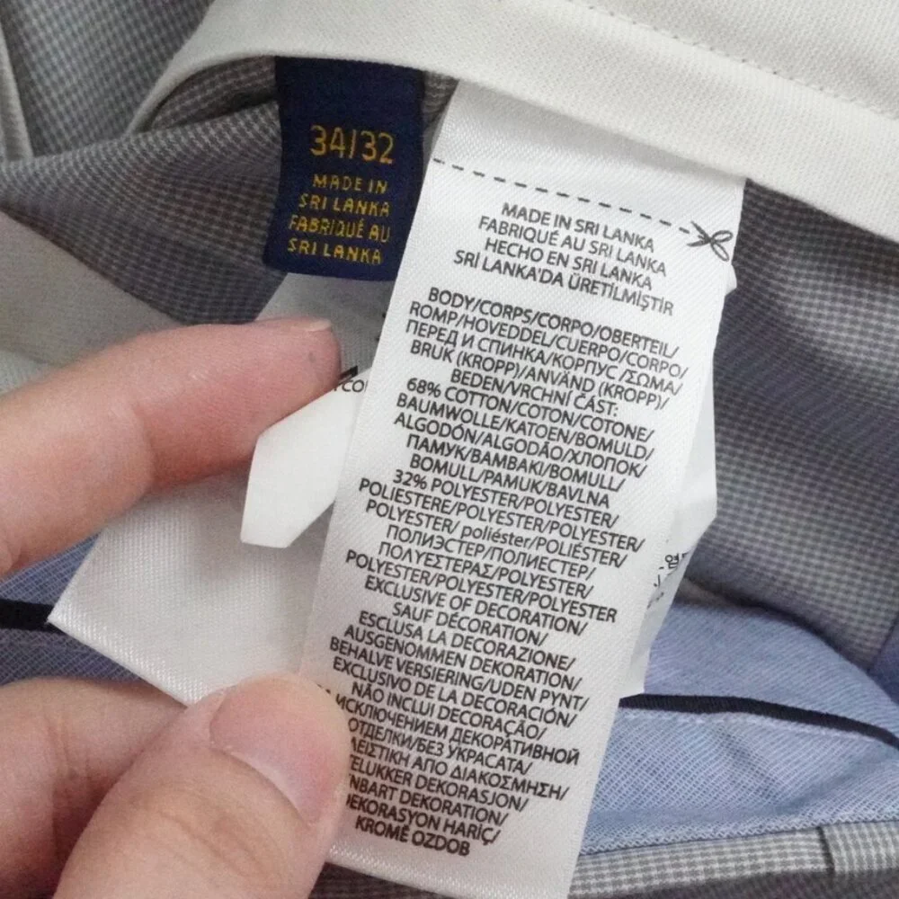 Polo Ralph Lauren Golf Mini-Check Tailored Fit Pants Mens 34x28 Gray